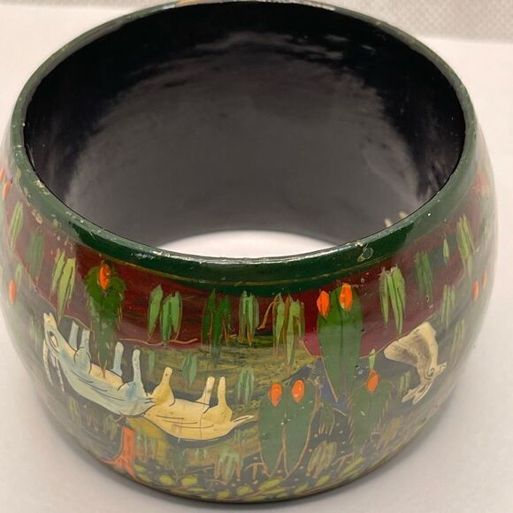 Vintage bangle wood hand paint - Picture 8 of 14